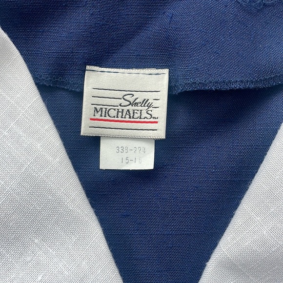 Shelly Michaels Vintage Button Down Dress Navy White 15/16 - Picture 3 of 8